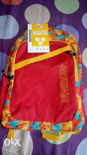 Red And Yellow Hashtag Backpack