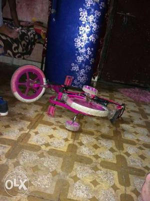 Toddler's Pink And White Training Bike