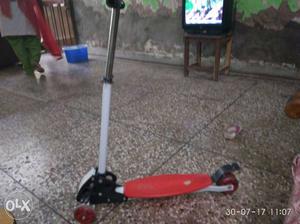 Toddler's White And Gray Kicked Scooter