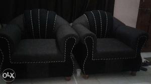 Two Black Suede Club Chairs