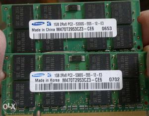 Two Green Samsung Ram Cards