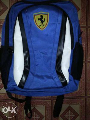 White, Black And Blue Ferrari Backpack