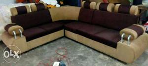Beige And Brown Cushion Couch Set