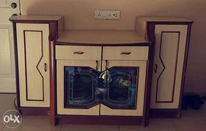 Beige And Brown Wooden Cabinet.. Newly Polished