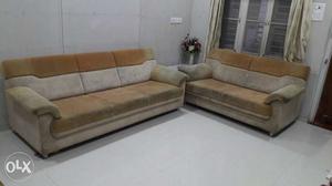 Brown-and-gray Fabric Sofa Set