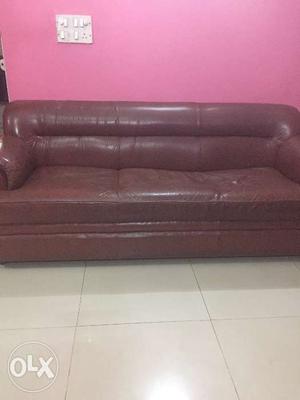 Dark Tan Lovely Leather 3-Seater Quality Sofa
