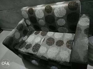 Gray And Beige Polka-dot Fabric Sofa