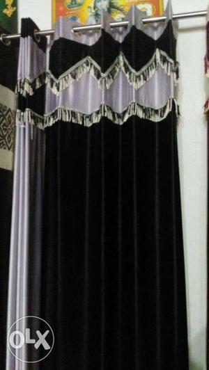 Gray And Black Window Curtain