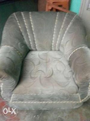 Gray Floral Fabric Sofa Chair
