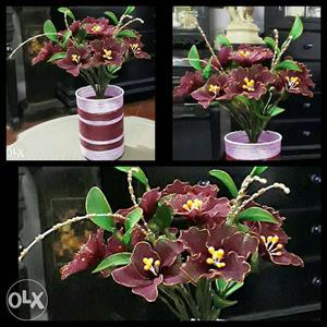 Hand made stocking flowers with decorated vaz