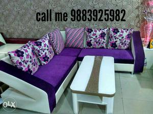My brand new purple and white V hand sofa
