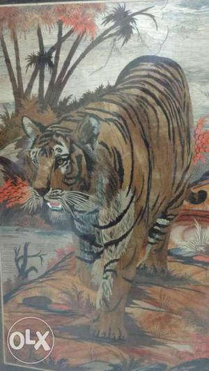 Picture of a tiger size 93x63 cms wood shavingng