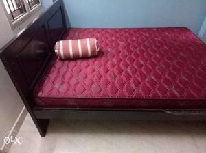 Queen size teak cot + Sleepwell softec mattress..