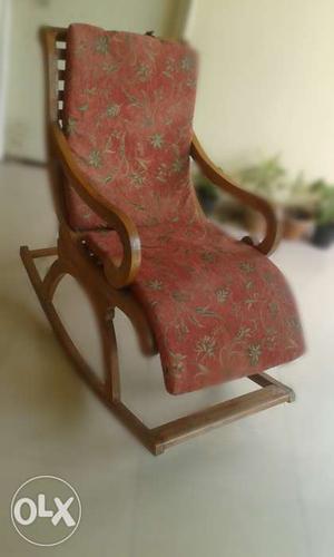 Solid teak wood, customised rocking chair. No