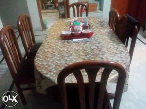 WOODEN OLD Dining Table with 6 chairs