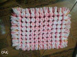 White And Pink Crochet Textile