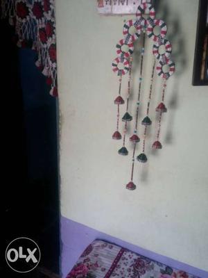 White, Red, And Blue Beaded Hanging Decor