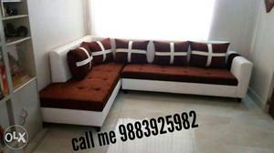 White and brown tufted sofa set with warranty