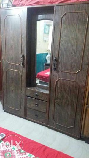 Wooden Wardrobe With Mirror