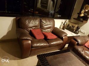 3 piece six seater leather sofa
