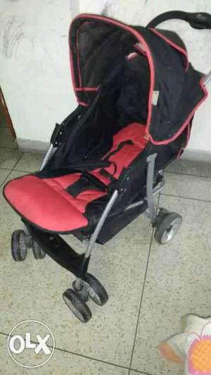Baby's Red And Black Ubrella Stroller