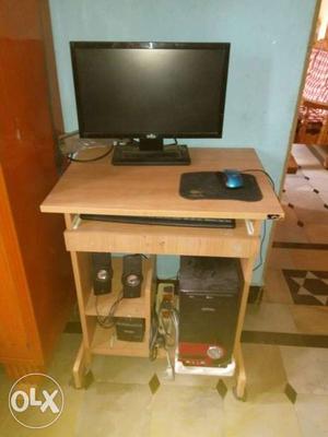 Black Flat Screen Monitor, Computer Tower, Mouse And