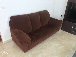 Brown Sofa (Godrej Interio) - Suede Couch