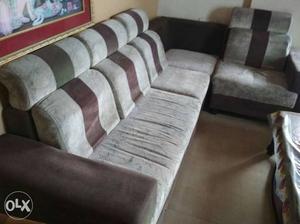 Gray And Brown Suede Couch And Armchair