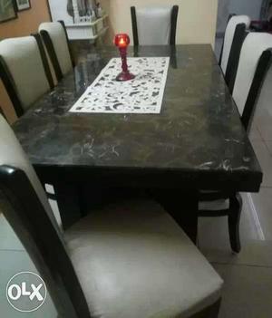 Itlian marble n teek wood 6 seater dinning table
