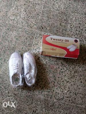 Pair Of White Twenty-20 Sneakers With Box