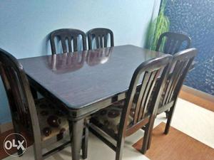 Pure sagwan wood six seater dining table in very