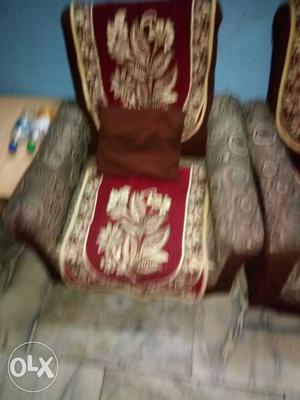 Red And Beige Floral Sofa Chair Cover
