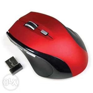 Red And Black Wireless Computer Mouse
