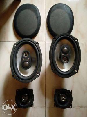 Two 3-way Speakers And Two Black Subwoofers