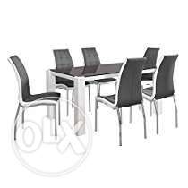 White And Black Wooden And Steel Dining Set