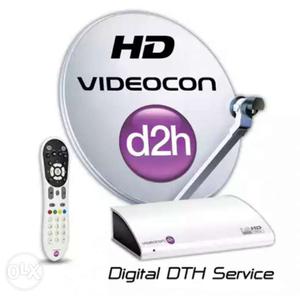 White And Gray Videocon D2h TV Box With Remote And Parabolic