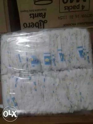 Baby's White And Blue Disposable Diapers