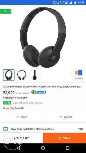 Black Skullcandy Uproar Headphones With Mic Screenshot