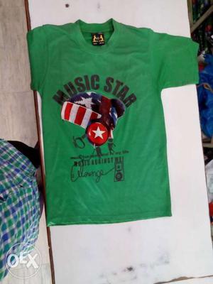 Green Music Star Crew-neck Shirt