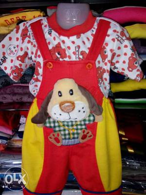 Red And Yellow Overall Short