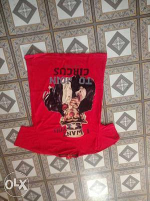 Red Uncle Sam Print Crew-neck Shirt