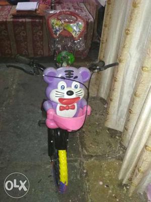 Toddler's Purple And Black Bear Bicycle