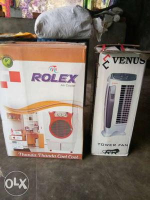 Two Rolex Cooler And Venus Tower Fan Boxes