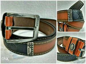 Black And Brown Woods Leather Belt