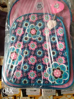 Blue And Pink Floral Backpack