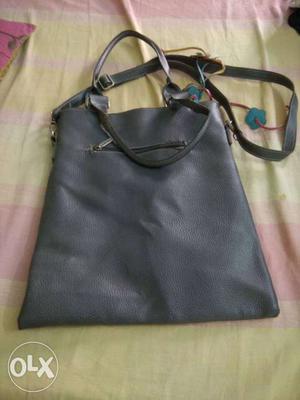 Dark-gray Leather Two-way Handbag