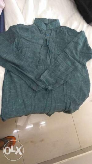 Gray Mandarin-collar Long-sleeved Shirt