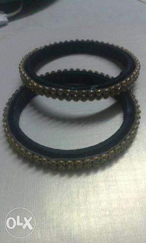 Pair Of Brown-and-black Silk Thread Bangles