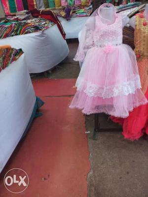 Pink And White Chiffon Dress