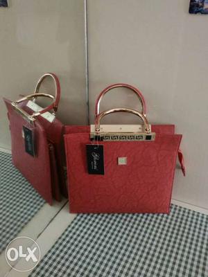 Red Branded leather purse
